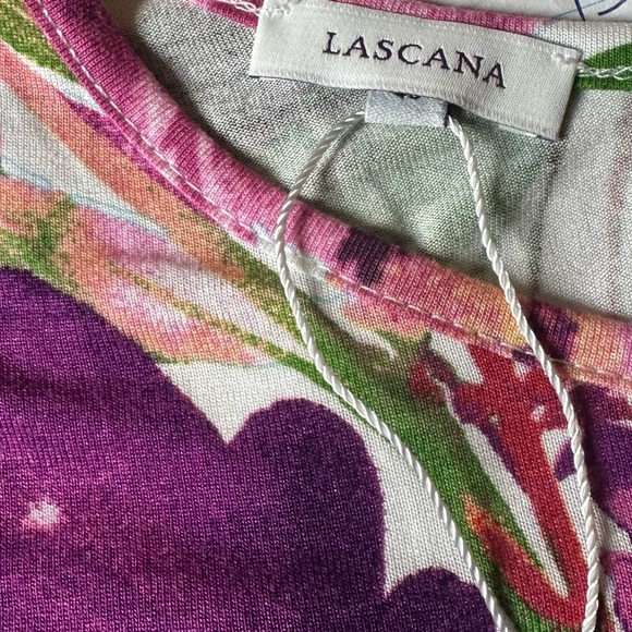NEW Lascana Flutter Sleeve Flowy Viscose Midi Dress White Purple Pink Floral 8 - Picture 13 of 13